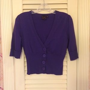 Shorts purple button cardigan
